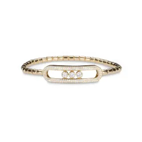 14K & 18K Gold Micro-Pave diamond & Three Diamond Stretch Bracelet