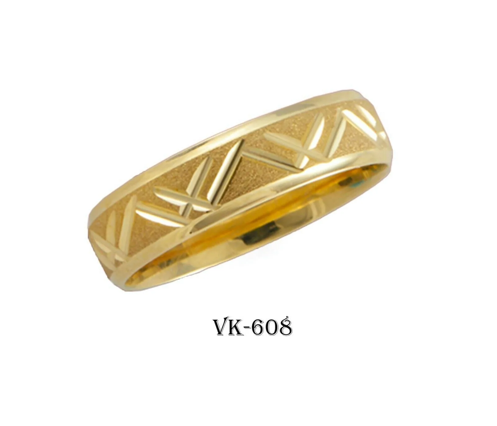 14k Solid Gold Elegant Ladies Modern Machine Finish Flat Band 5mm Ring VK608v(Y)