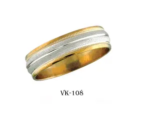 14k Solid Gold Elegant Ladies Modern Sandstone Finish Flat Band 6MM Ring VK108v