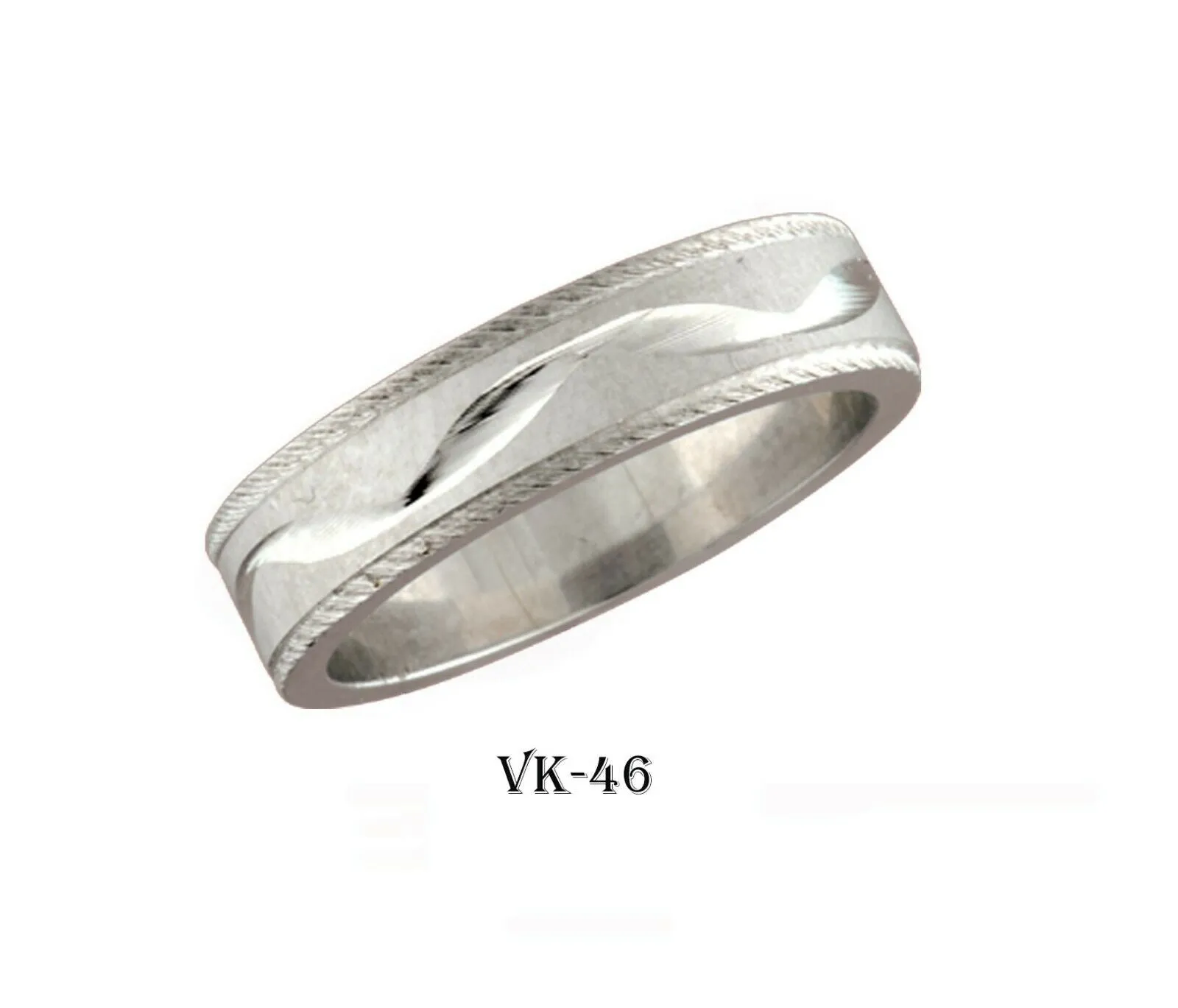 14k Solid Gold Elegant Ladies Modern Sandstone Finished Flat Band 6MM Ring VK46v