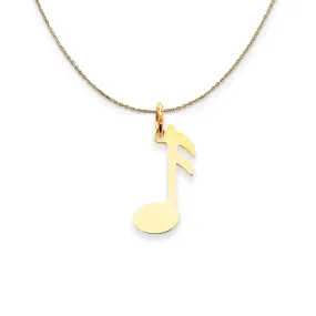 14k Yellow Gold Polished Flat Music Note (11 x 22mm) Necklace