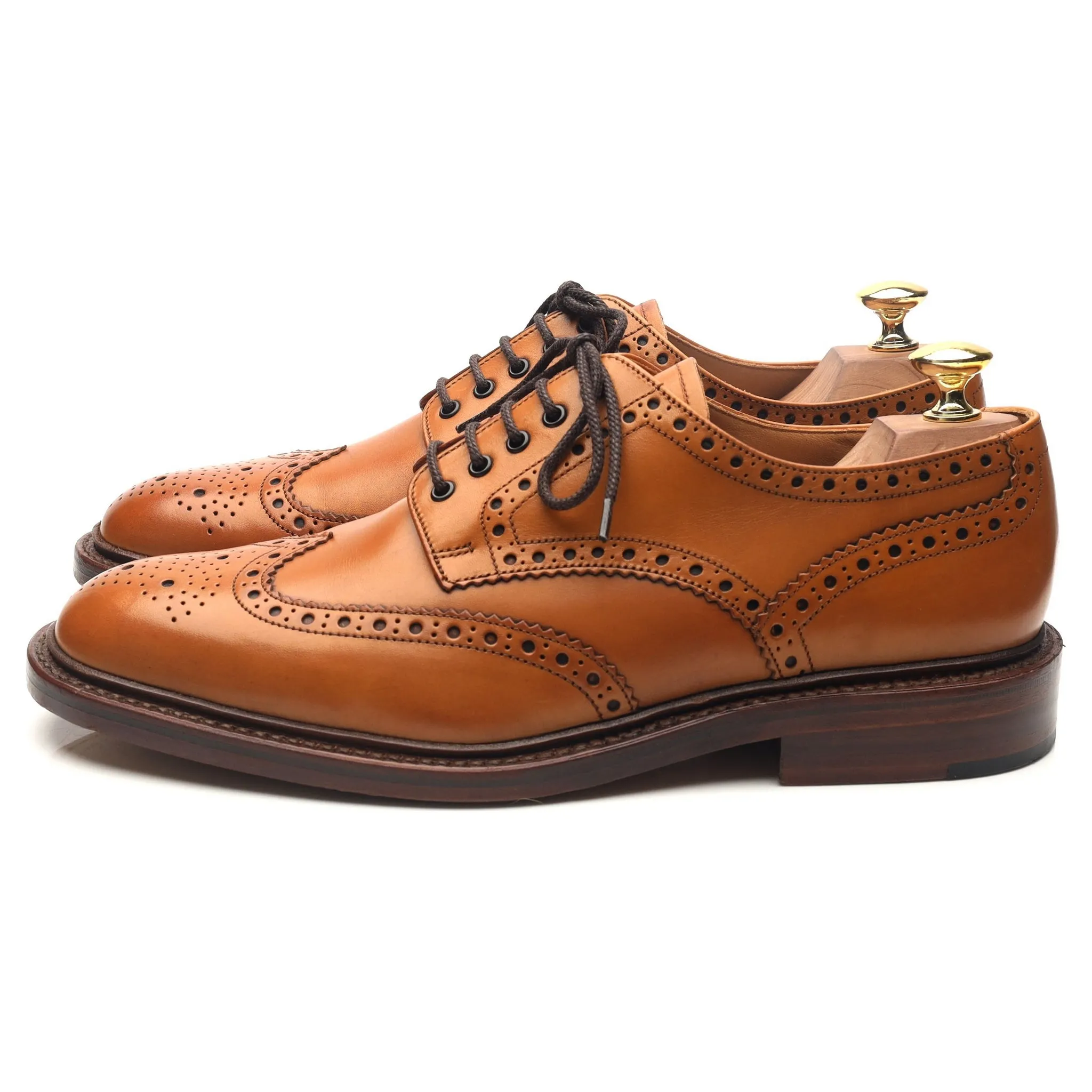 1880 'Chester 2' Tan Brown Leather Derby Brogues UK 8 F