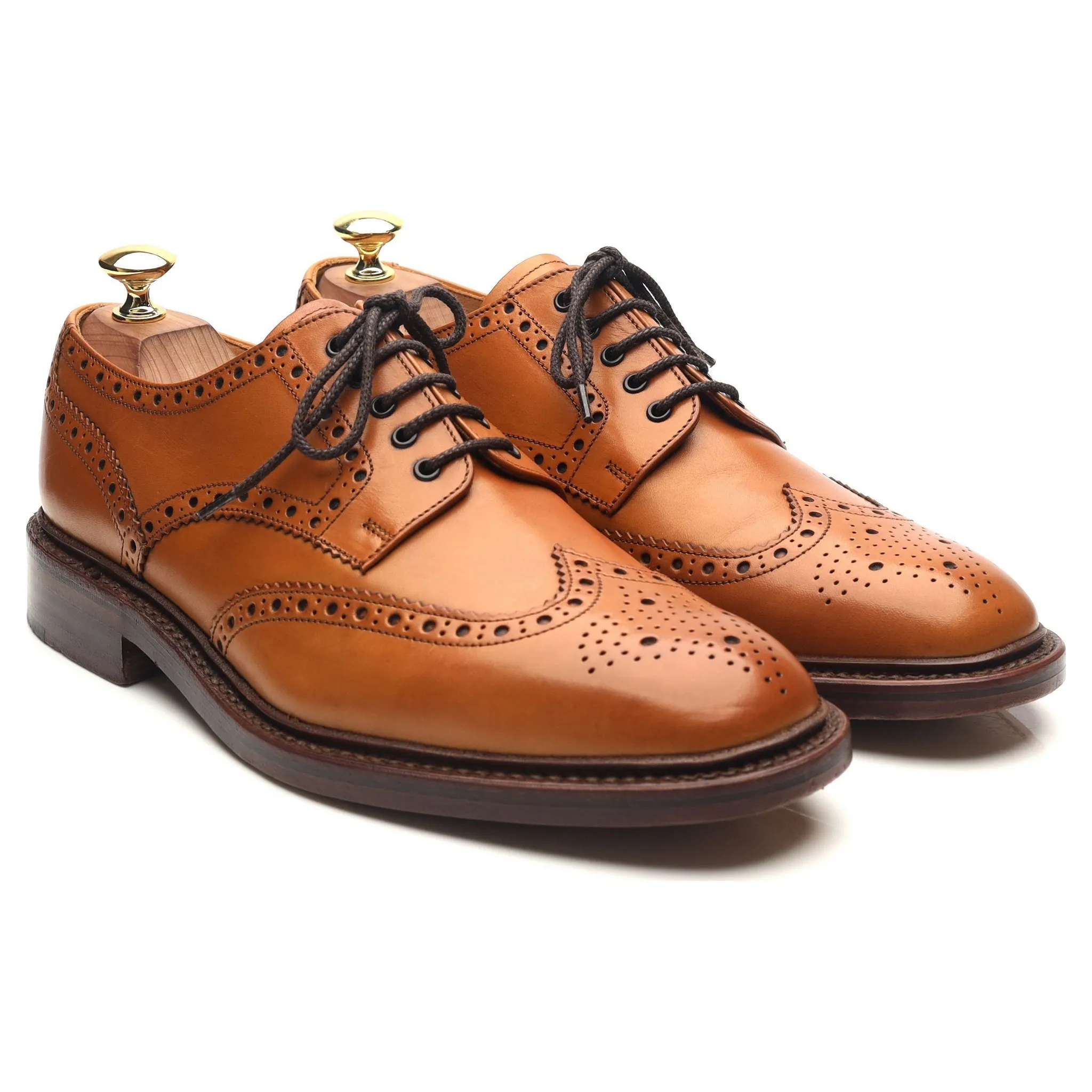 1880 'Chester 2' Tan Brown Leather Derby Brogues UK 8 F