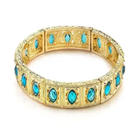 1928 Jewelry Aqua Blue Navette Stone Stretch Bracelet