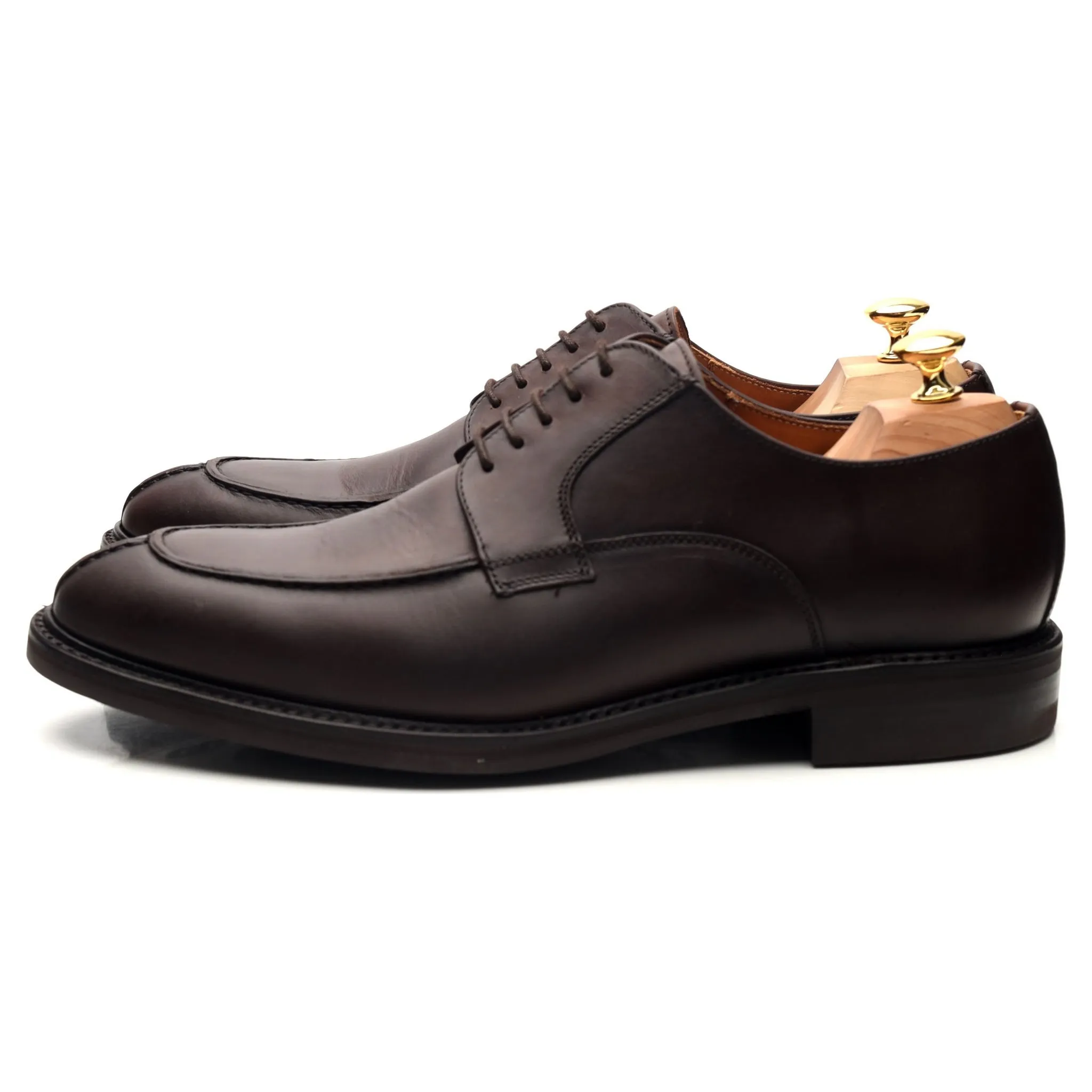 '2439-K1' Dark Brown Leather Split Toe Derby UK 10