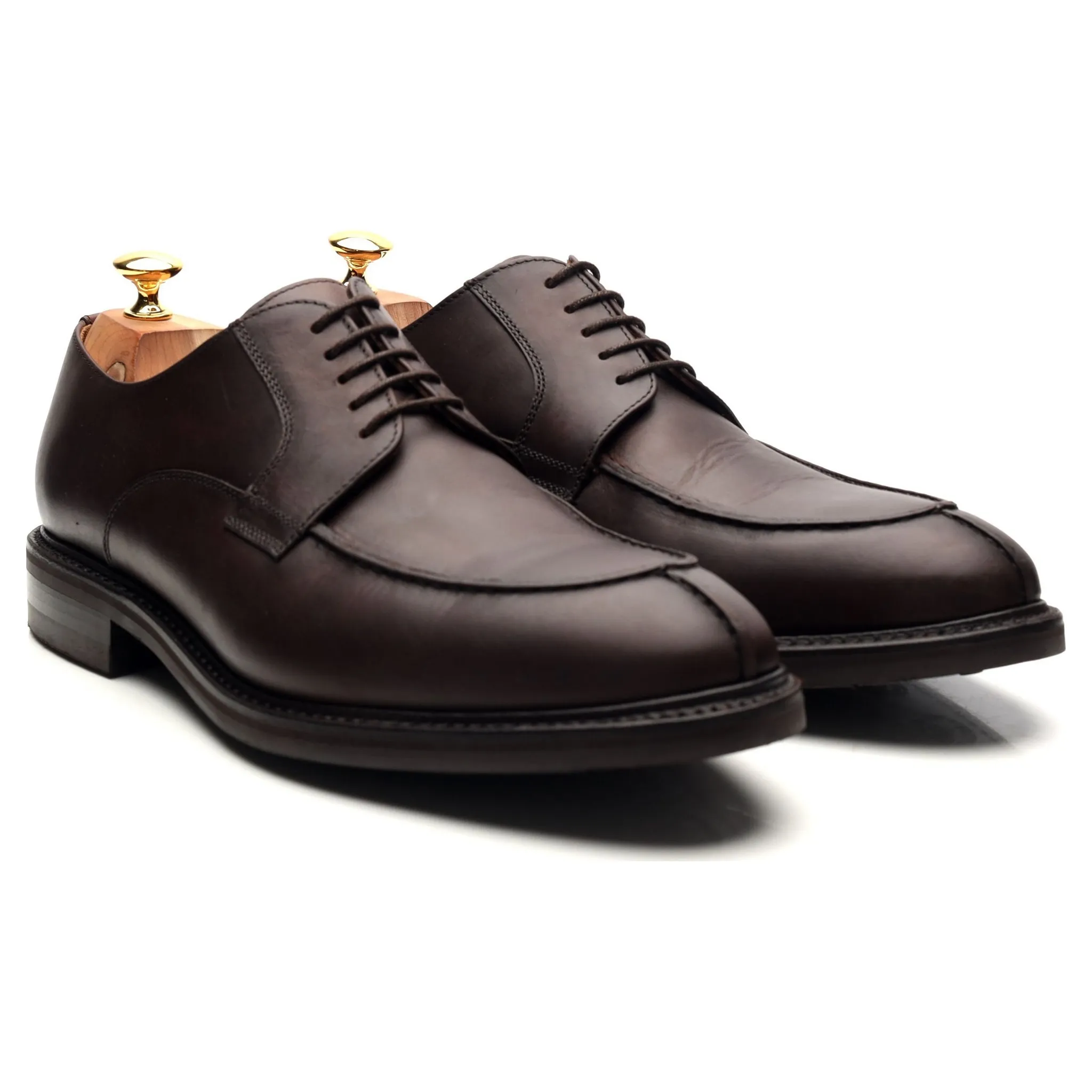 '2439-K1' Dark Brown Leather Split Toe Derby UK 10