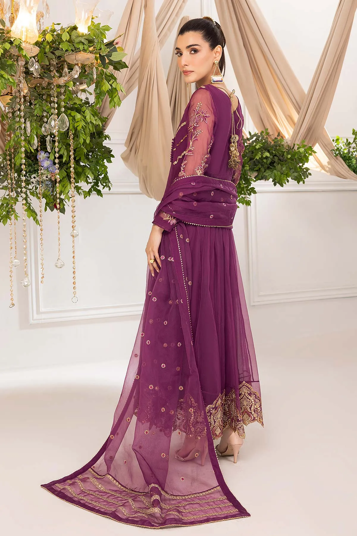 3-Pc Organza Gown With Rashim Lining and Organza Dupatta CMA23-12