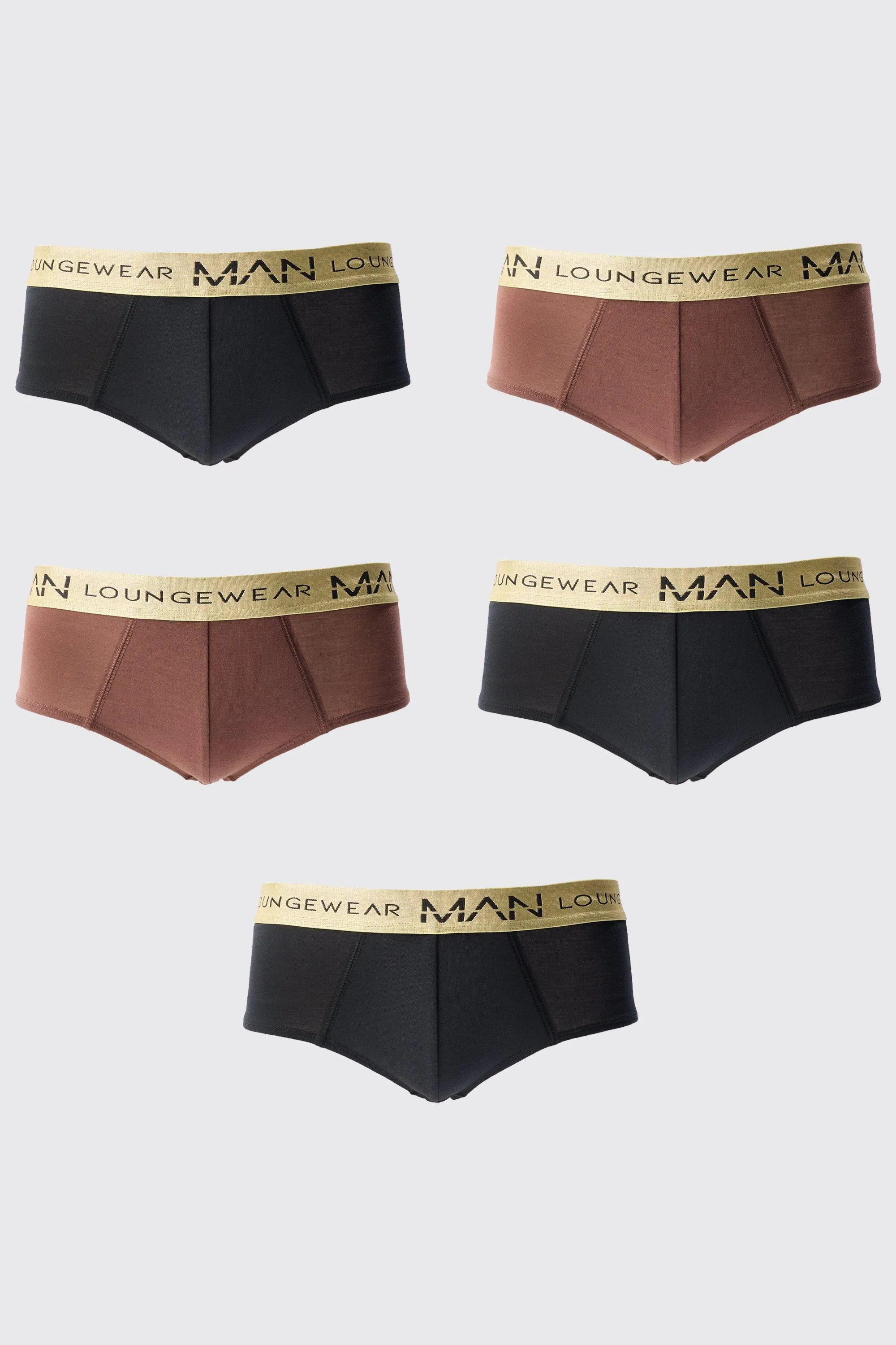 5 Pack Man Lounge Gold Waistband Briefs