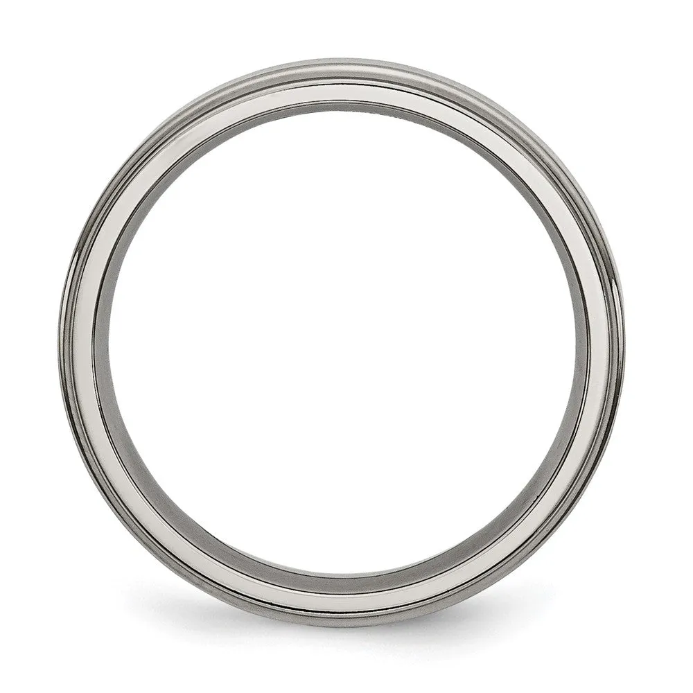 5mm Titanium Polished Flat Ridged Edge Standard Fit Band