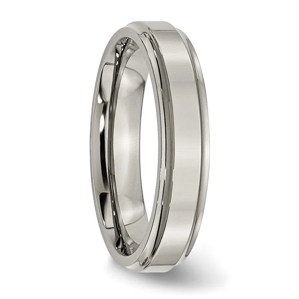 5mm Titanium Polished Flat Ridged Edge Standard Fit Band