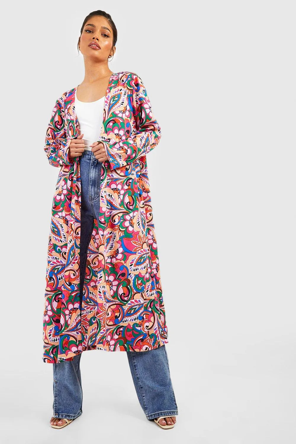 Abstract Paisley Print Kimono