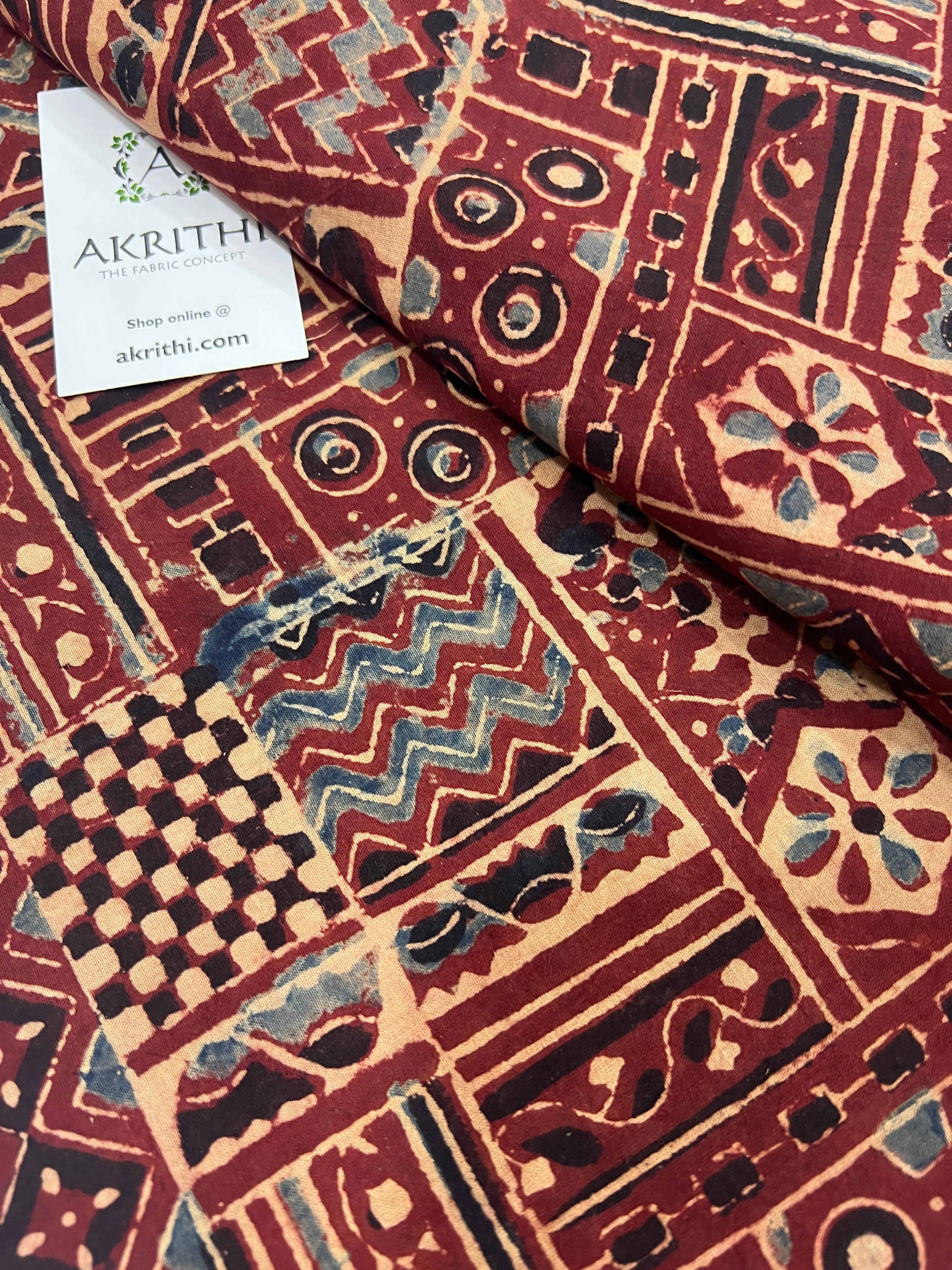 Ajrakh pure cotton fabric