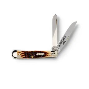 Amber Bone Trapper With Pocket Clip Knife