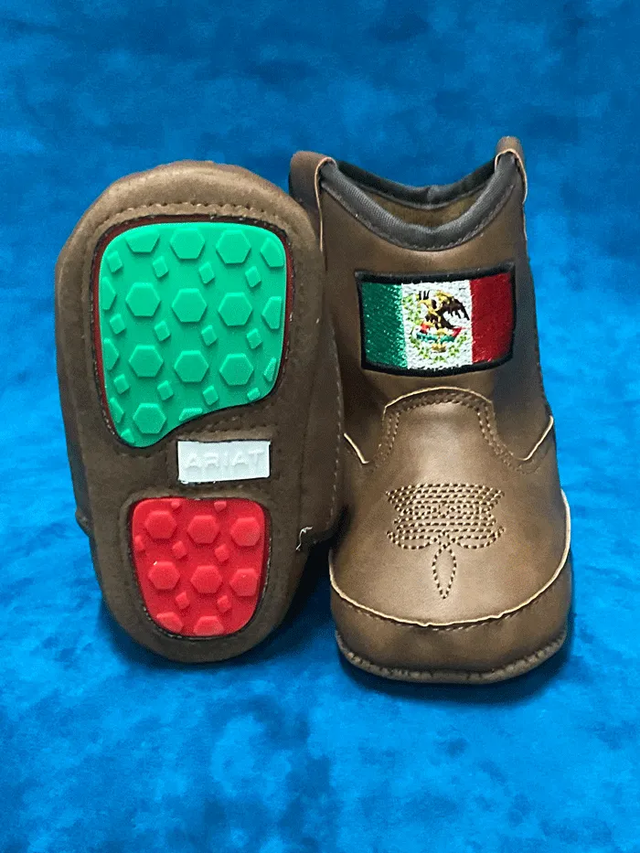 Ariat A442002702 Infants LIL STOMPERS Mexico Flag Boot Brown