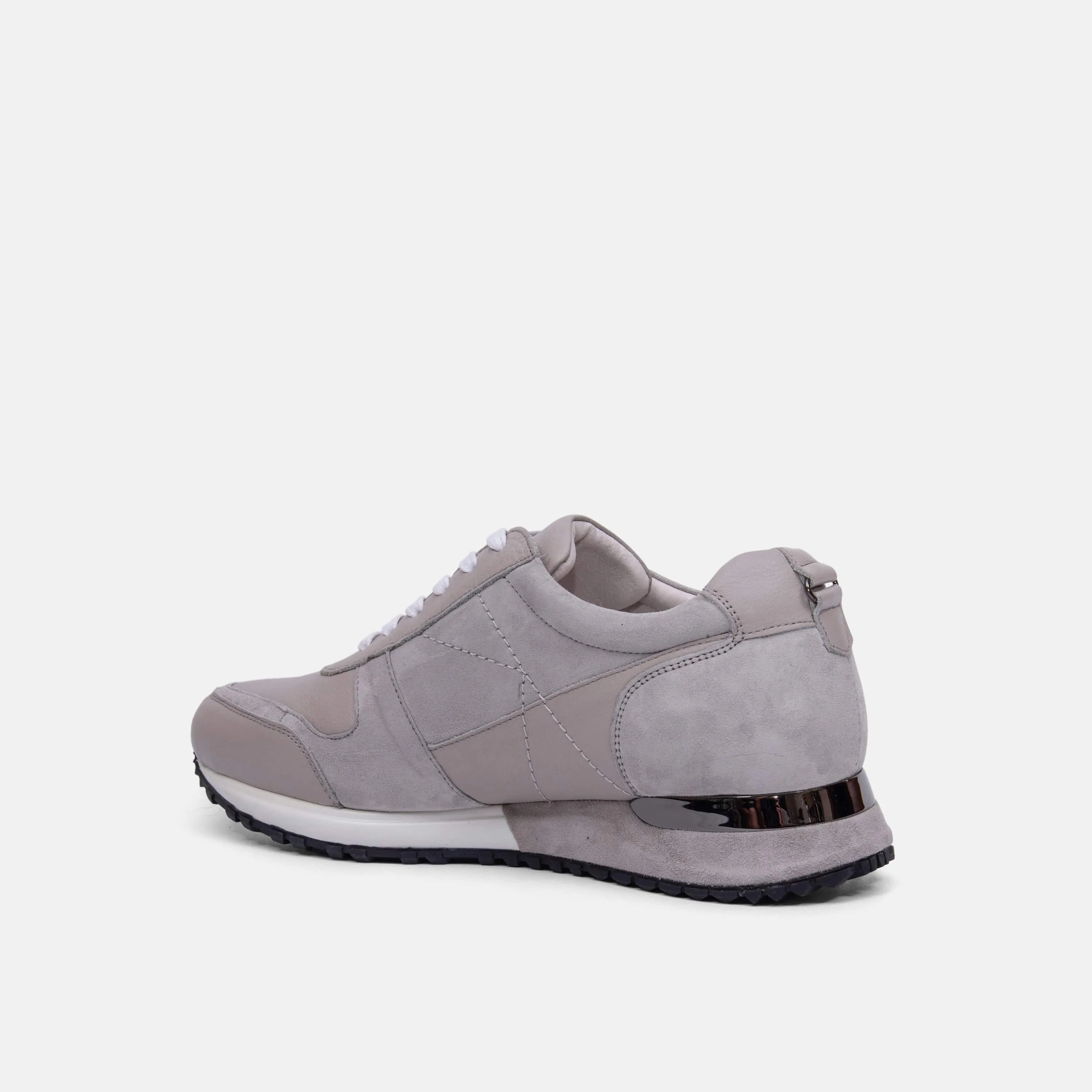 Ash Sandstone Grey Leather Trainers