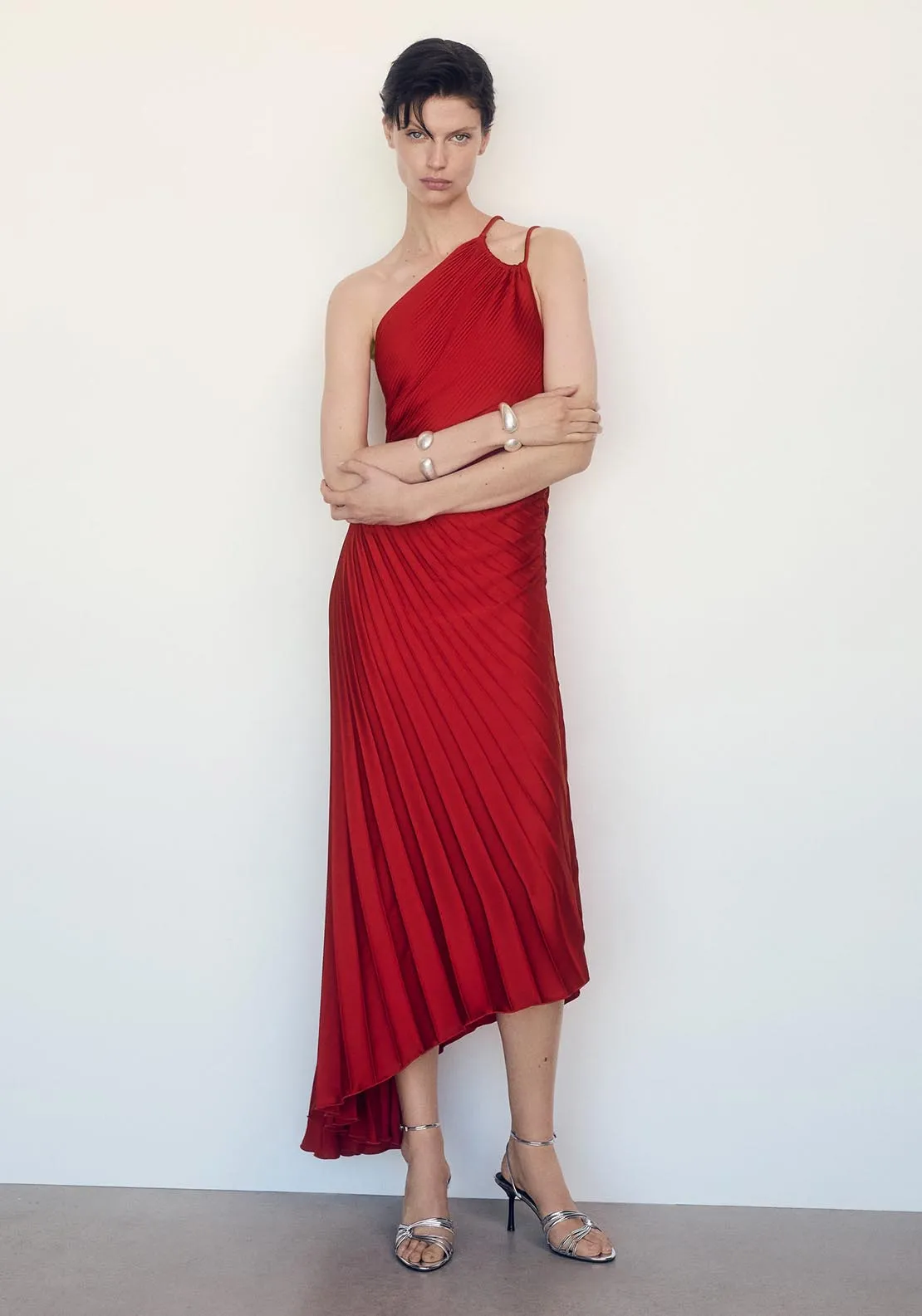 Asymmetrical pleated dress