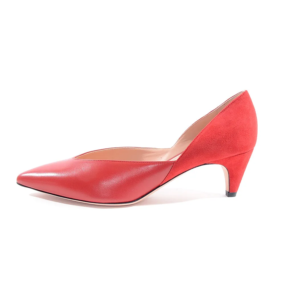 Bally Womens Pointed Kitten Heeled Shoes in Red