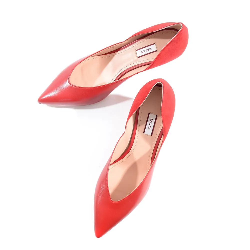 Bally Womens Pointed Kitten Heeled Shoes in Red