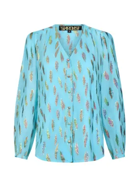 Betty Blouse Turquoise Metallic Sunset