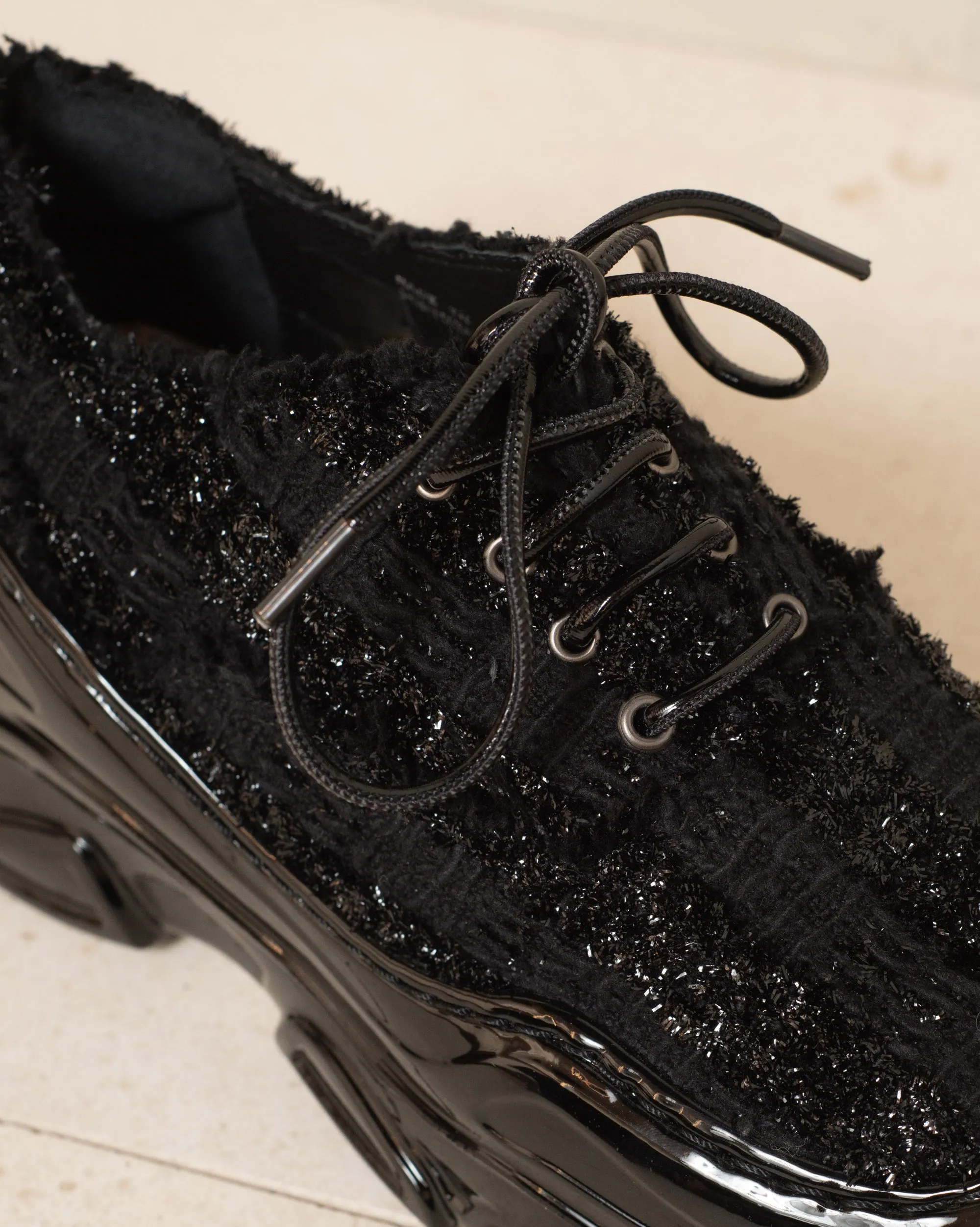 Black Tinsel Tweed Tracker Sneakers