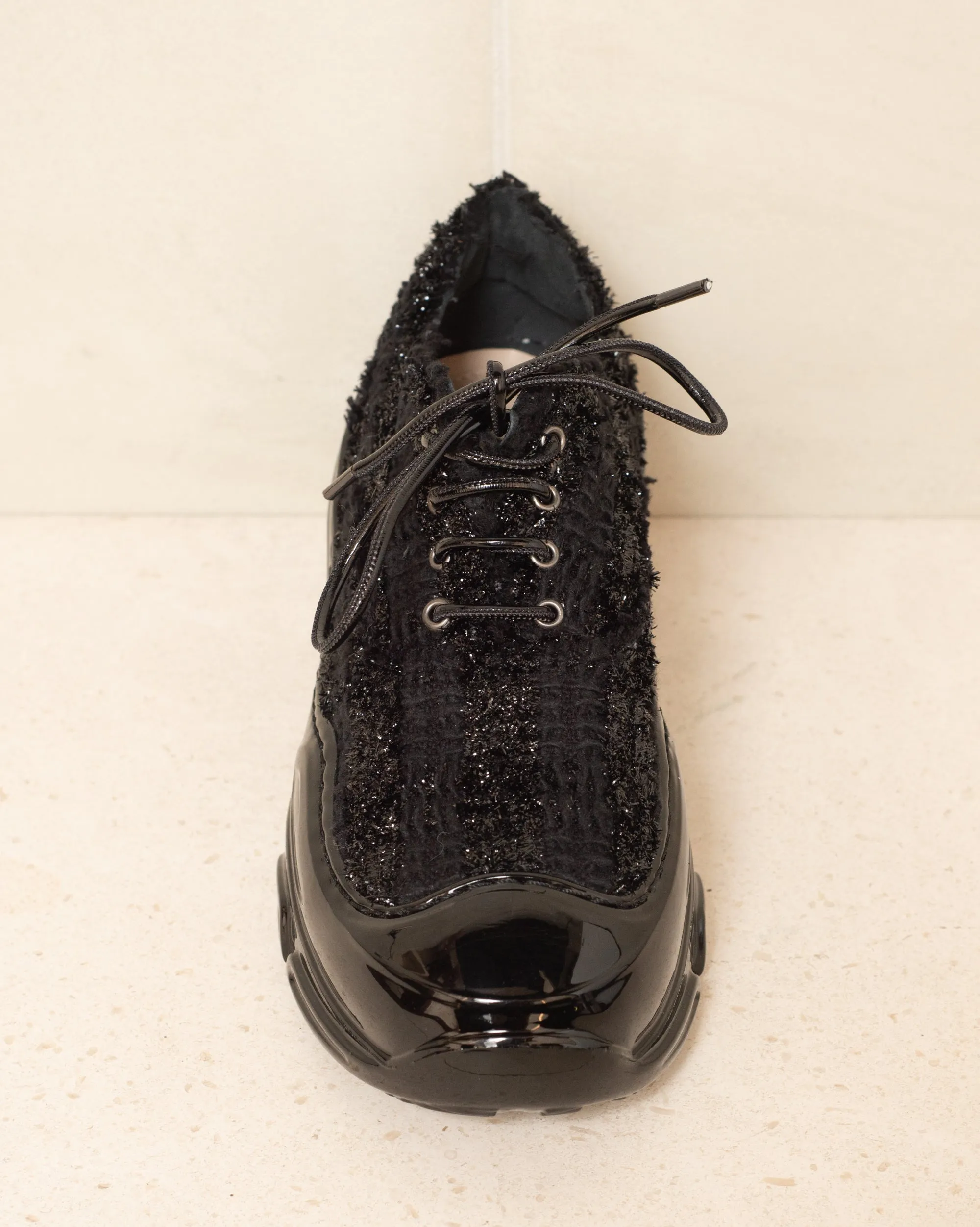 Black Tinsel Tweed Tracker Sneakers