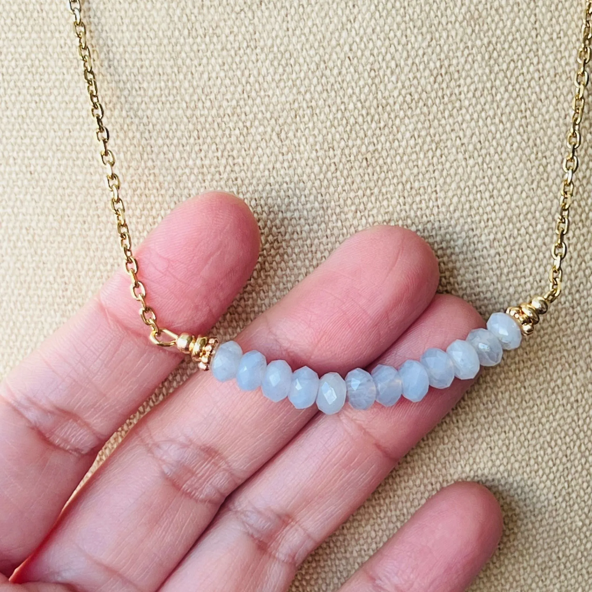 Blue Lace Agate Moon Necklace