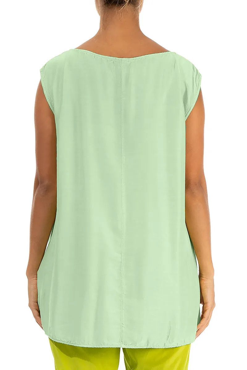 Boxy Green Sorbet Silk Bamboo Blouse