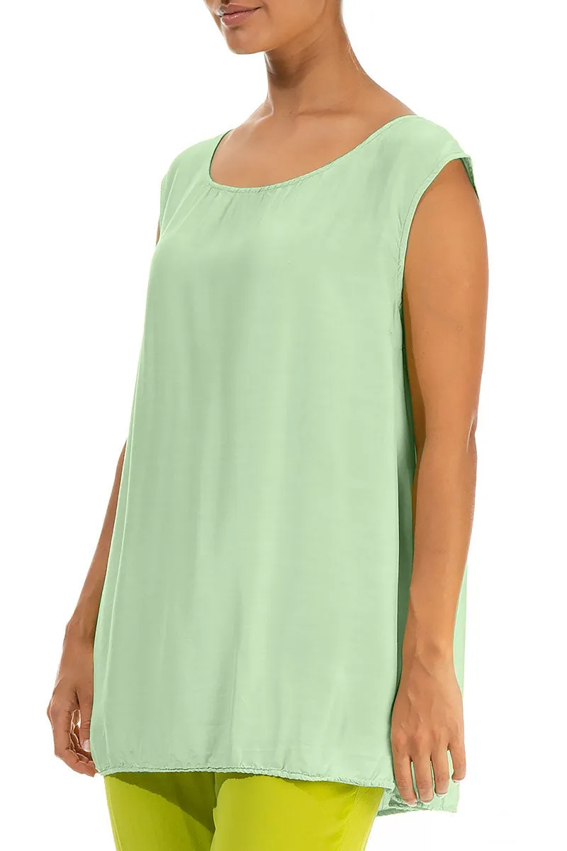 Boxy Green Sorbet Silk Bamboo Blouse