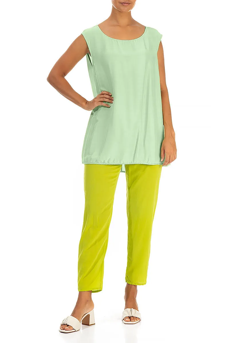 Boxy Green Sorbet Silk Bamboo Blouse