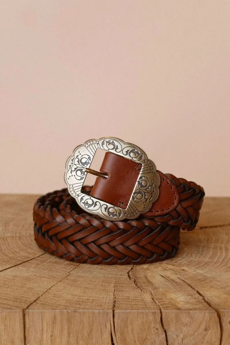 Braided Leather Belt | Cognac | Blte fra Mos Mosh