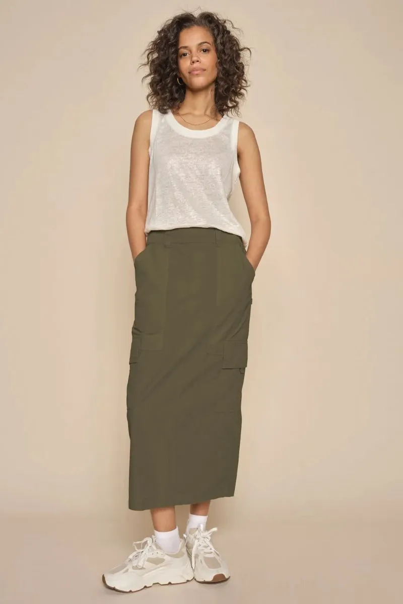 Breden Cargo Skirt | Dusty Olive | Nederdel fra Mos mosh