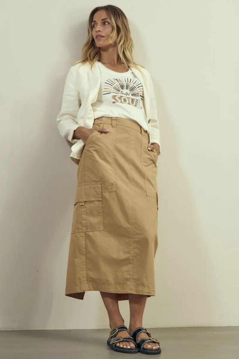 Breden Cargo Skirt | Tan | Nederdel fra Mos mosh