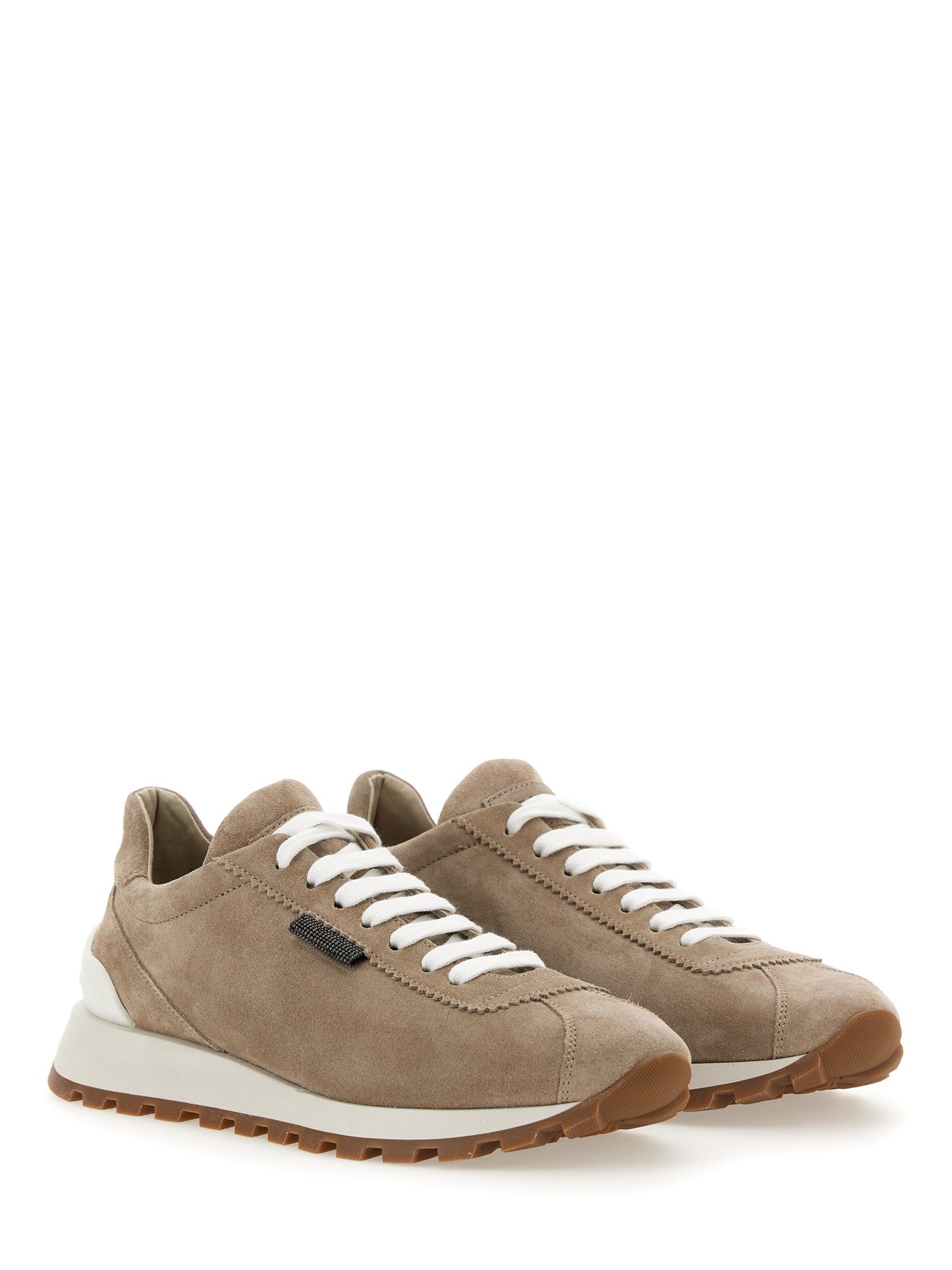 BRUNELLO CUCINELLI    SUEDE RUNNERS WITH SHINY TAB