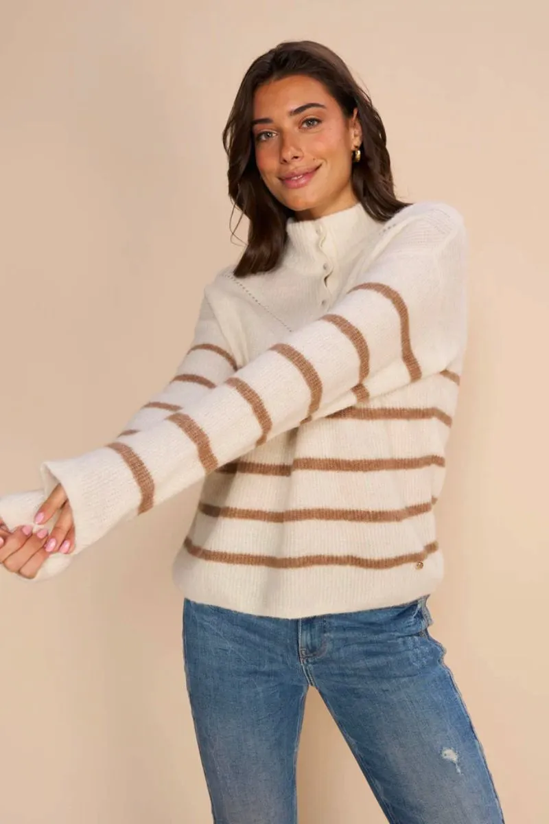 Bryna Thora Stripe Knit | Ecru | Strik fra Mos Mosh