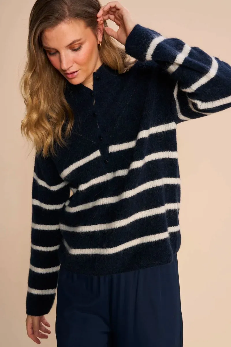 Bryna Thora Stripe Knit | Salute Navy | Strik fra Mos Mosh