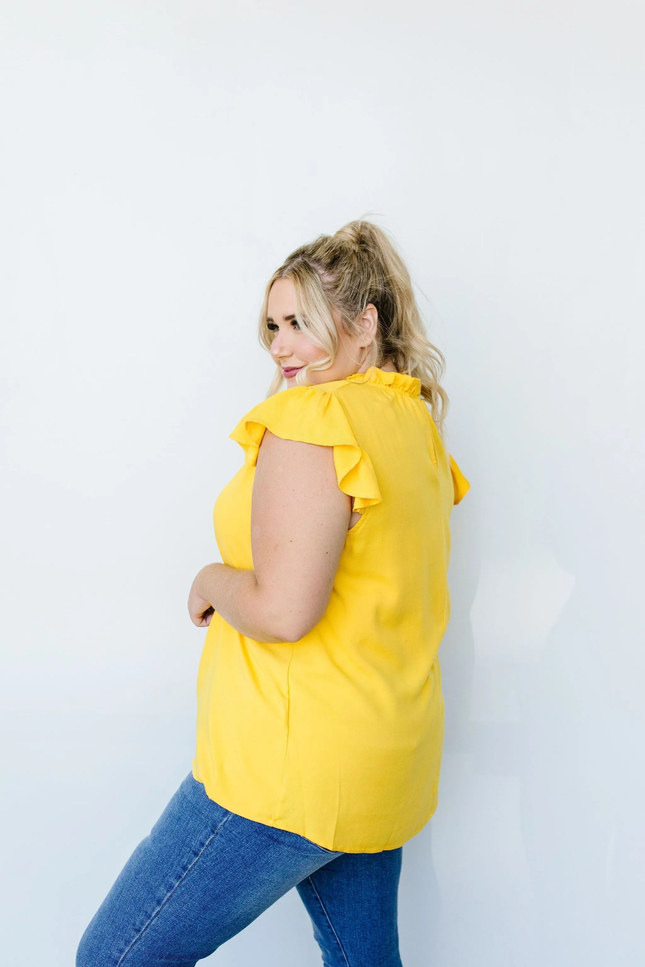 Build Me Up Buttercup Top In Yellow - On hand