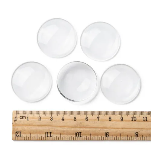 Cabochons, Glass, Dome, Seals, Round, Flat Back, Transparent, Clear, 35mm