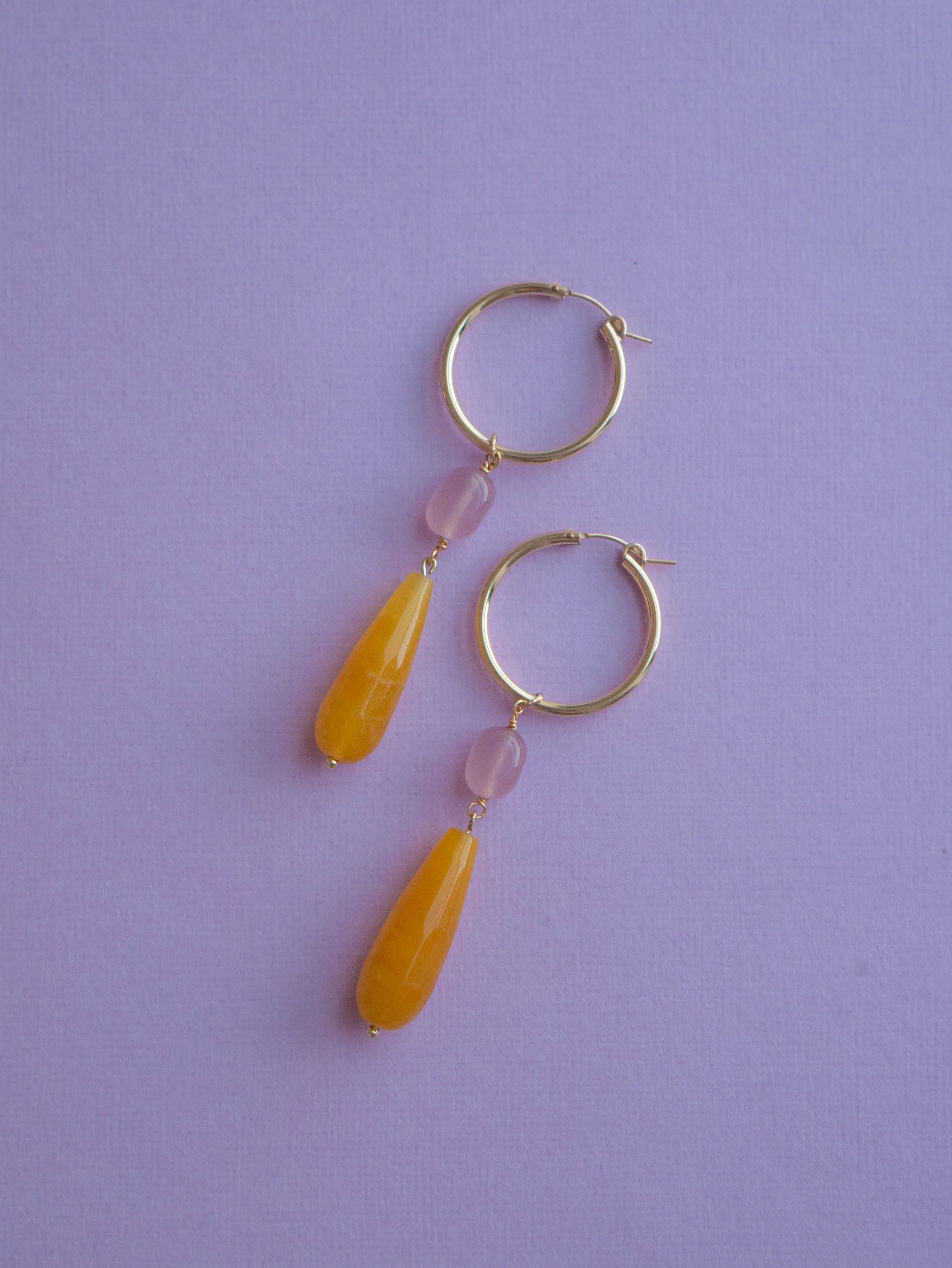 Caitha gold-filled hoop gemstone earrings - lemon sorbet