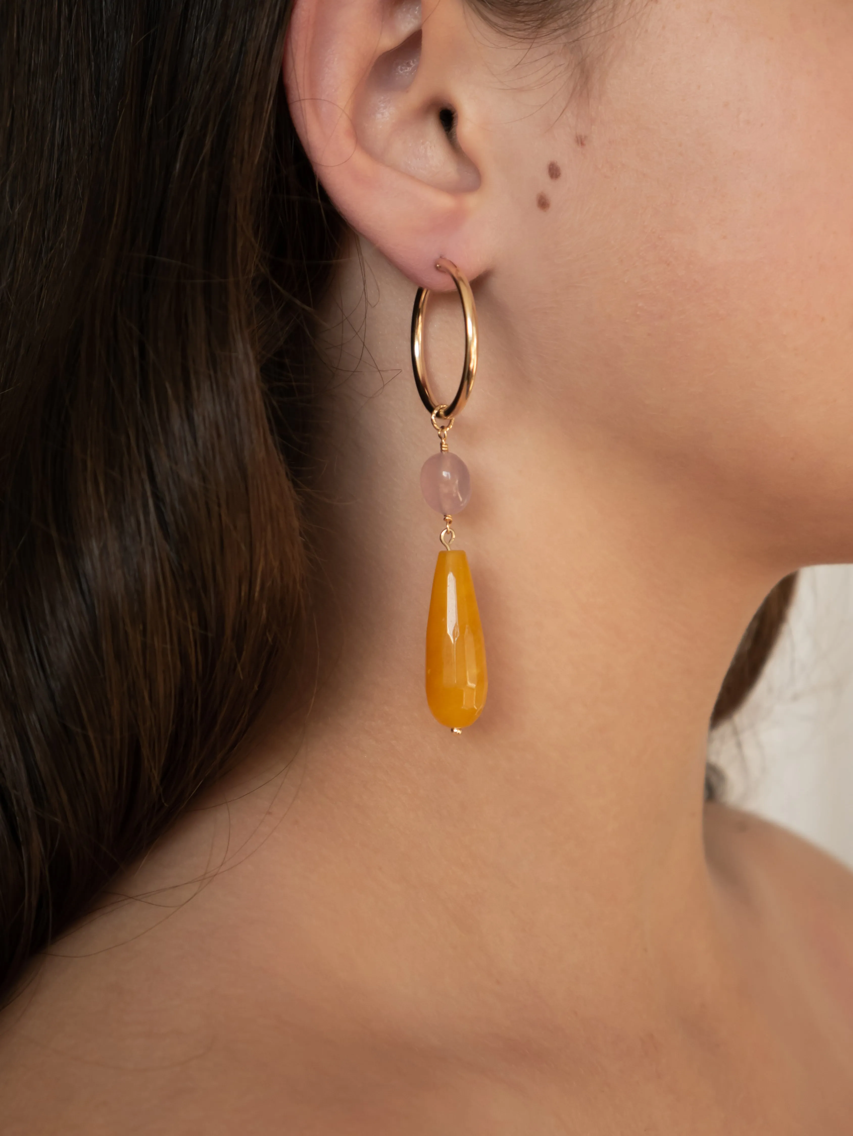 Caitha gold-filled hoop gemstone earrings - lemon sorbet