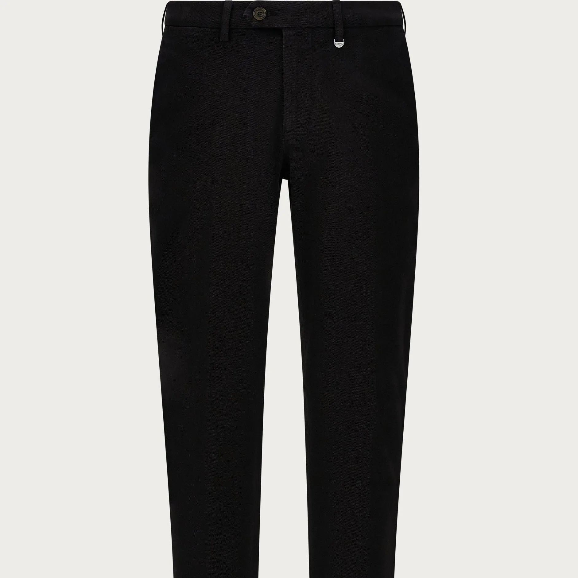 Canali Black Garment Dyed Cotton Twill Chinos