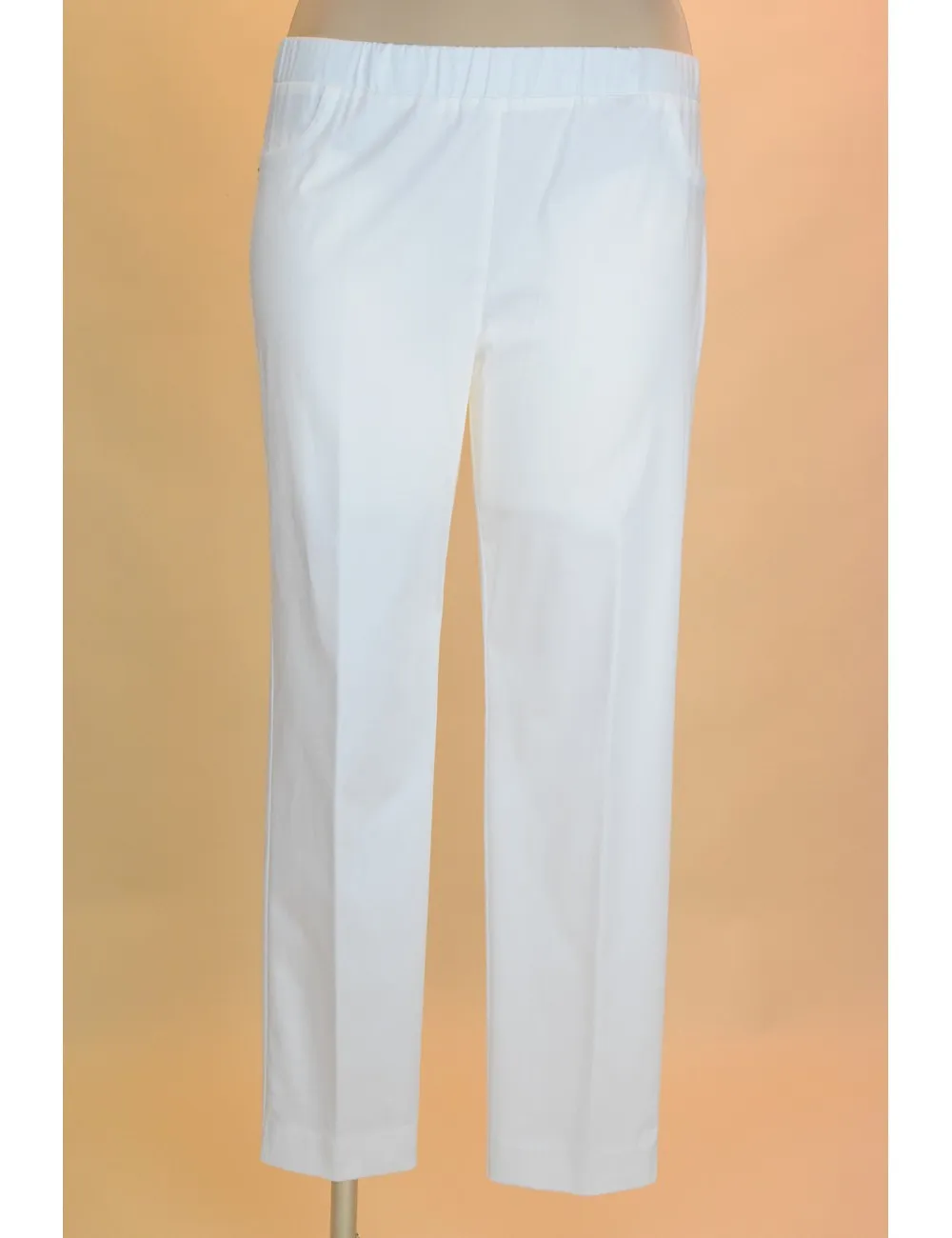 Carla Ferroni - Pantaloni dritti in cotone stretch bianco