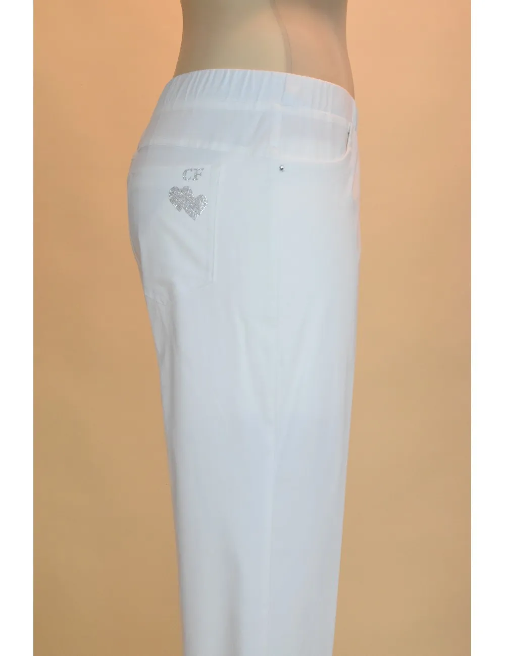 Carla Ferroni - Pantaloni dritti in cotone stretch bianco