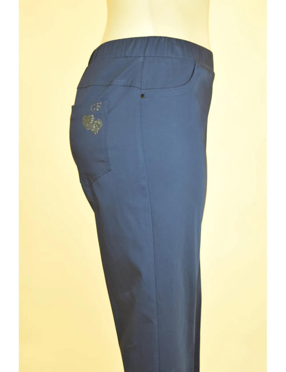 Carla Ferroni - Pantaloni dritti in cotone stretch blu