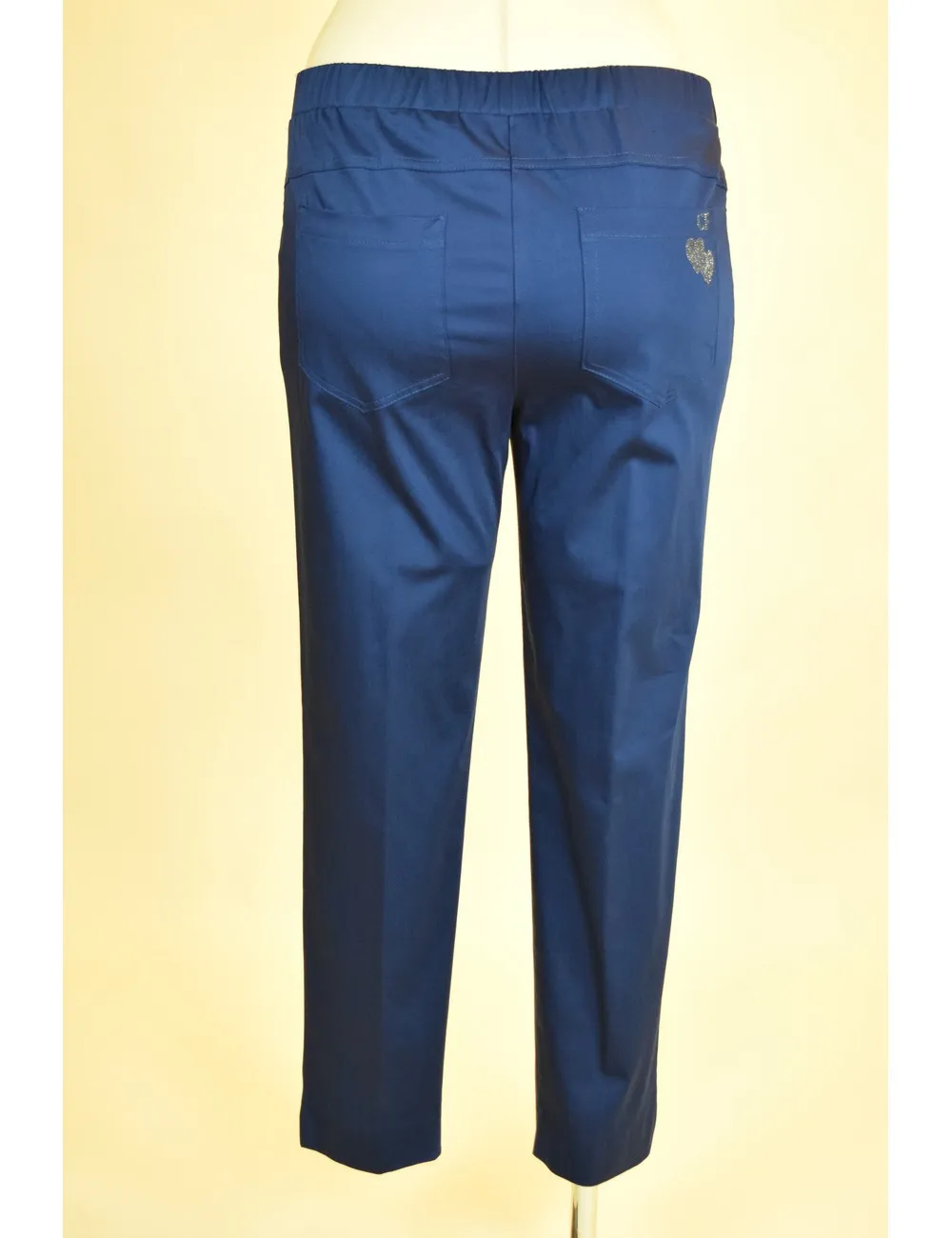 Carla Ferroni - Pantaloni dritti in cotone stretch blu