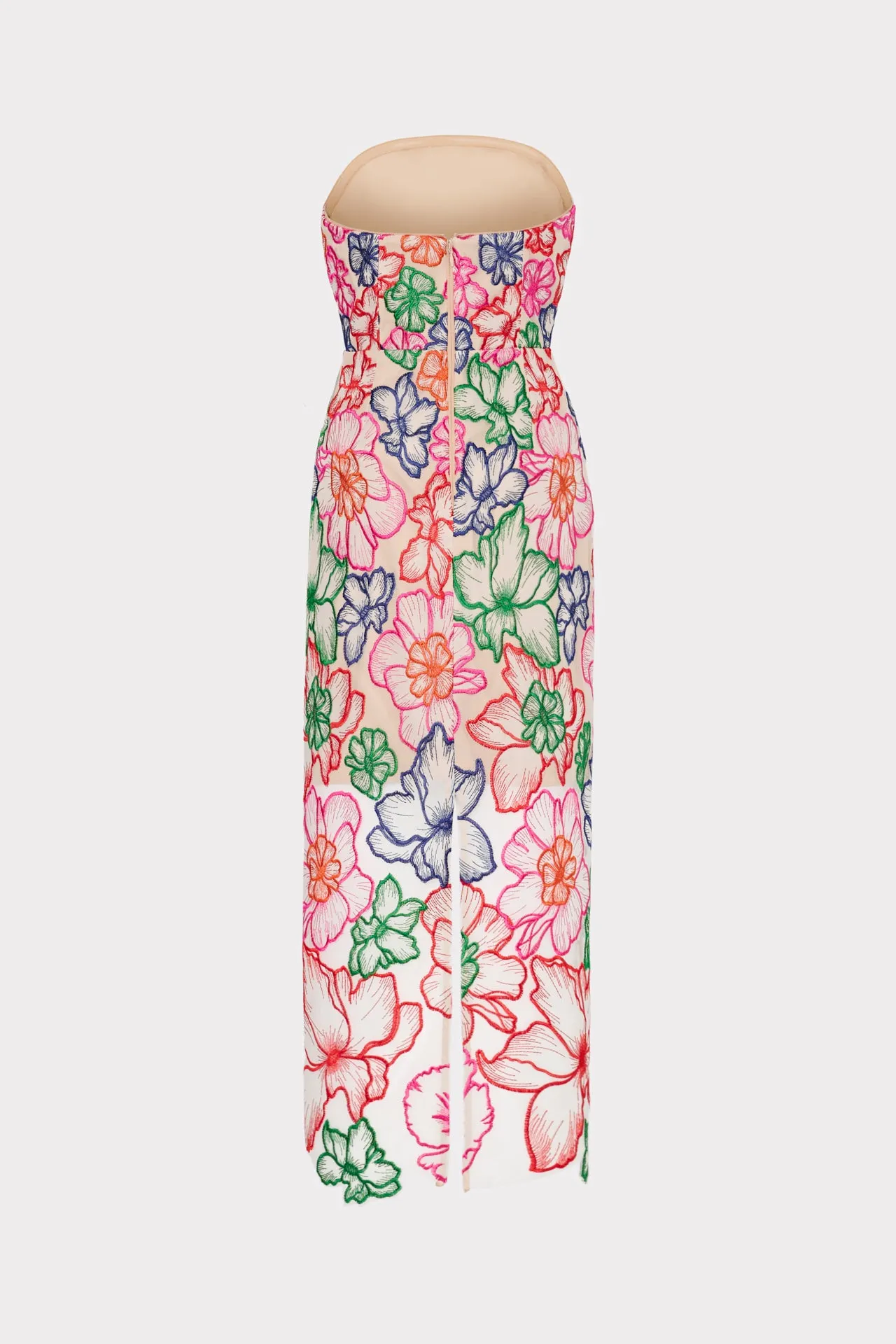 Cascading Floral Embroidered Midi Dress