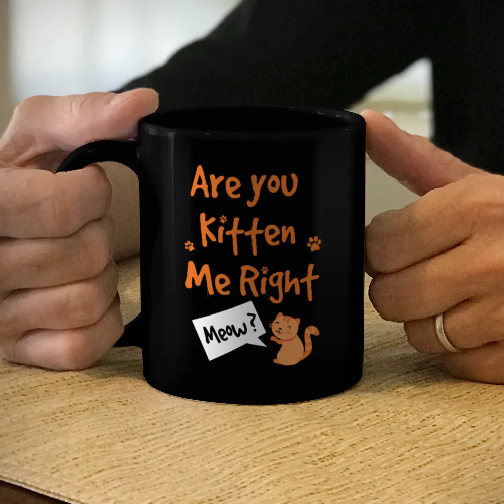 Ceramic Coffee Mug Black Are You Kitten Me Right