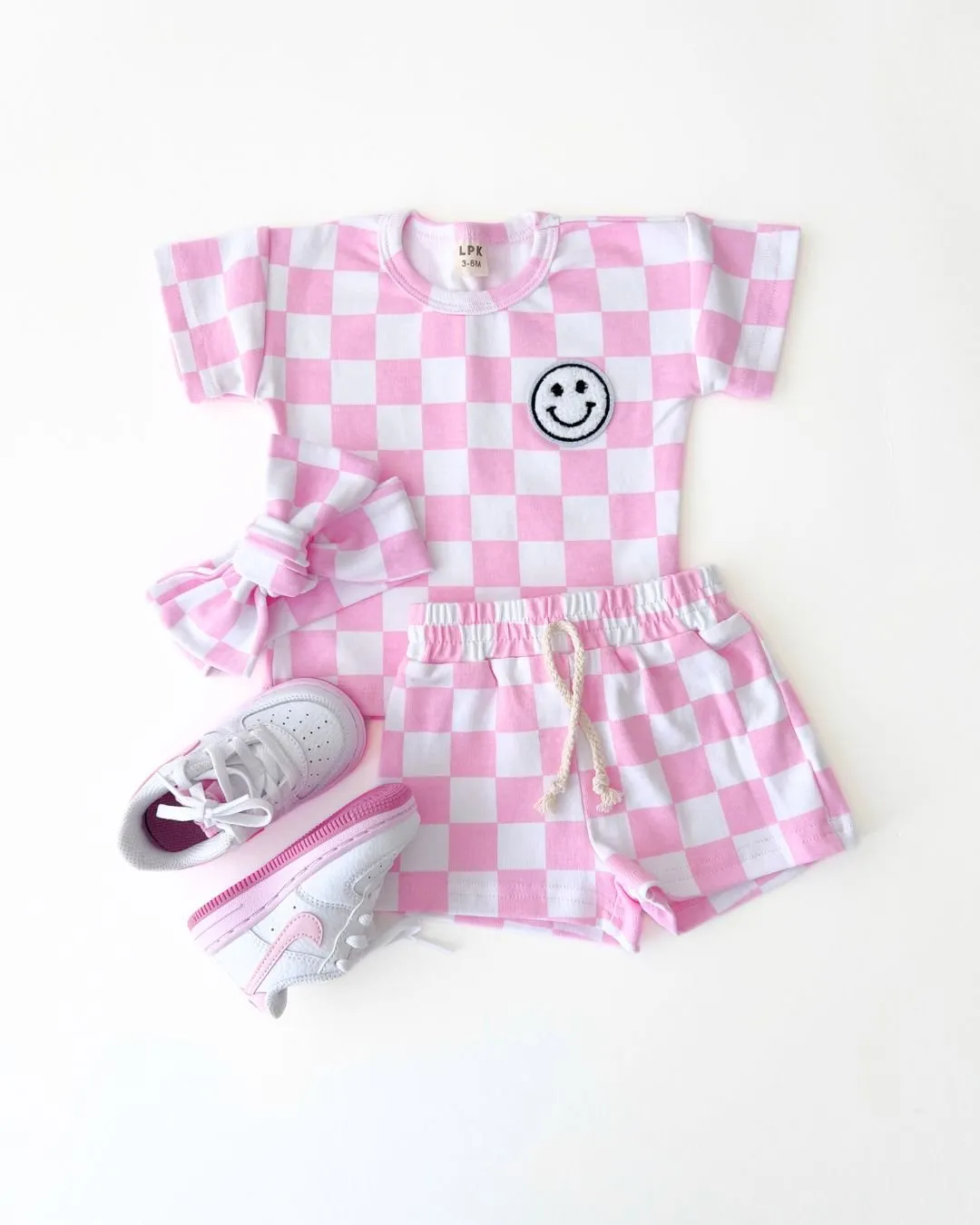 Checkered Shorts Set | Pink