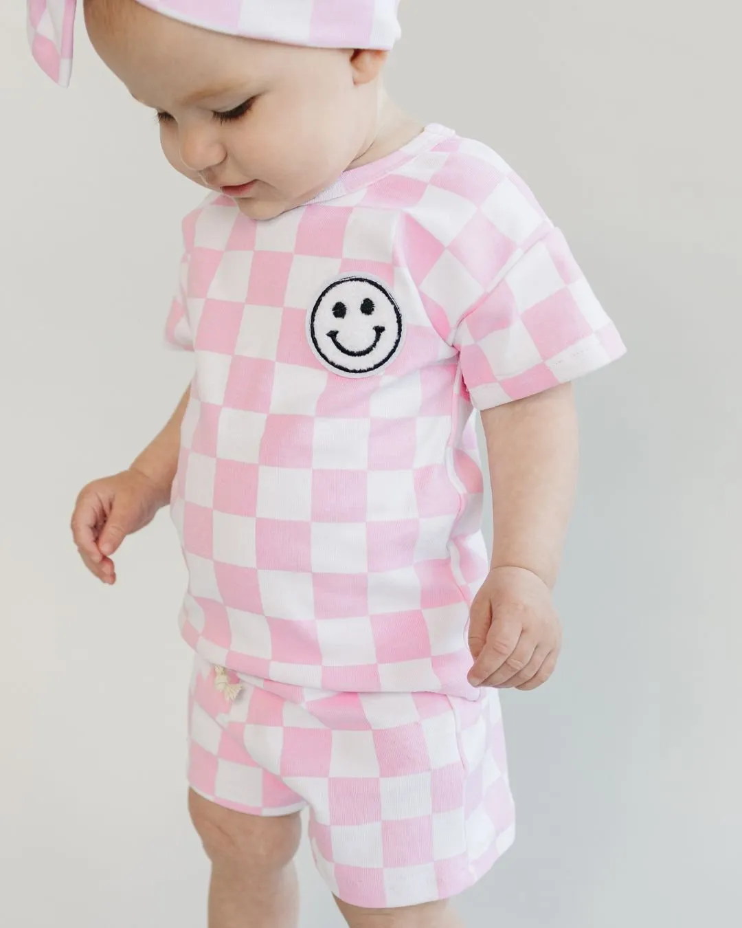 Checkered Shorts Set | Pink