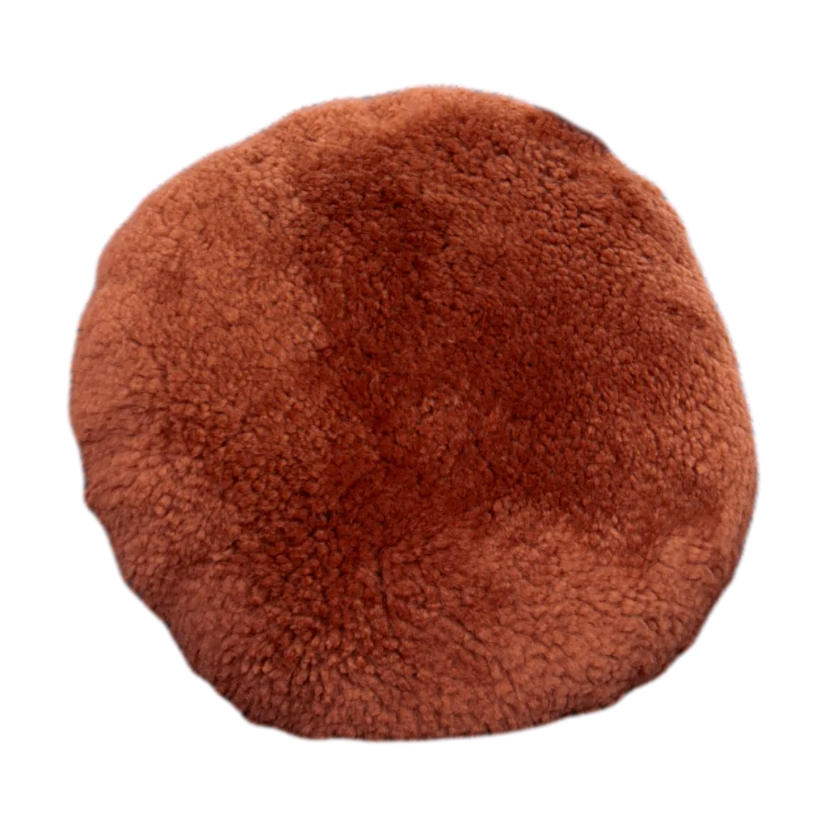 Coral Round Short Pile Sheepskin Cushion - Coral