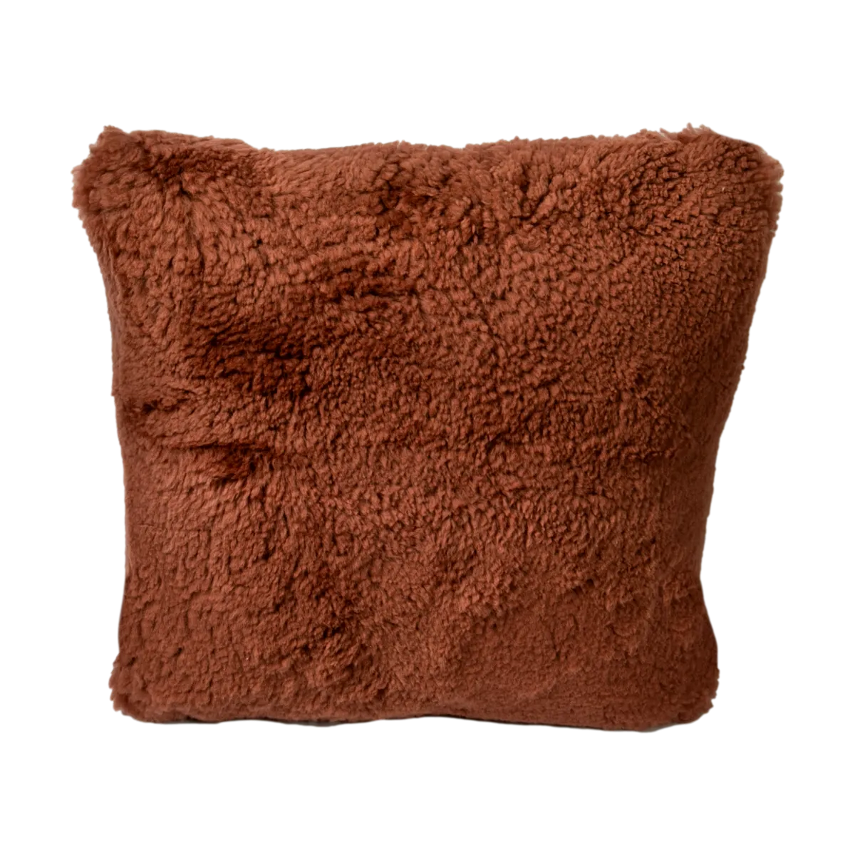 Coral Short Pile Sheepskin Square Cushion - Coral